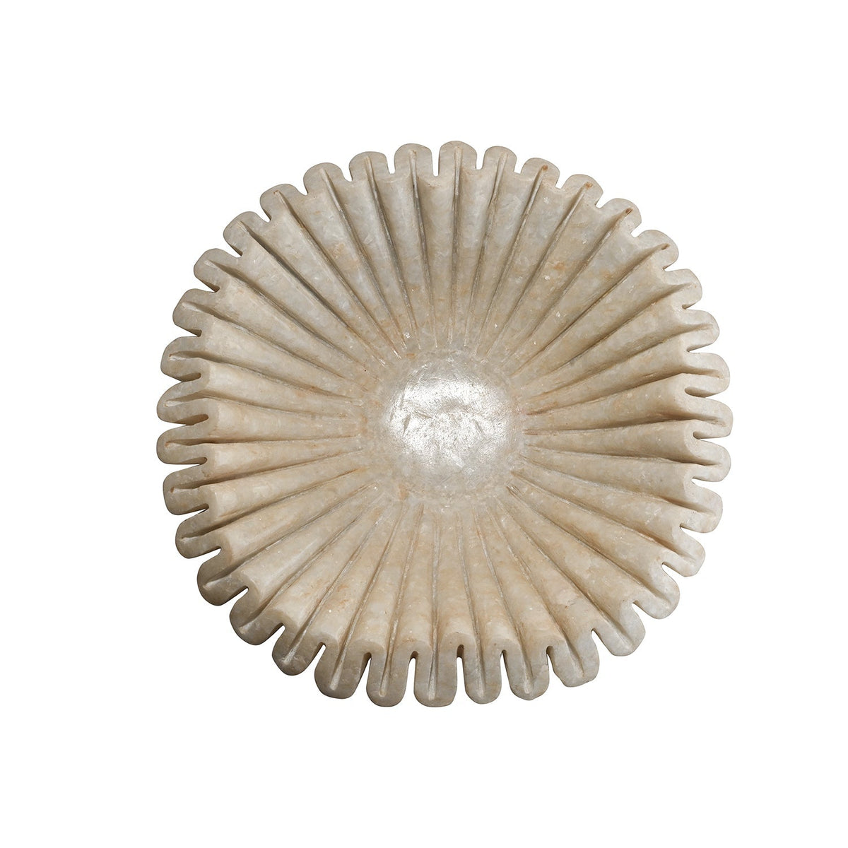 White Marble Ruffled Context Bowl Small by Studio Vastu