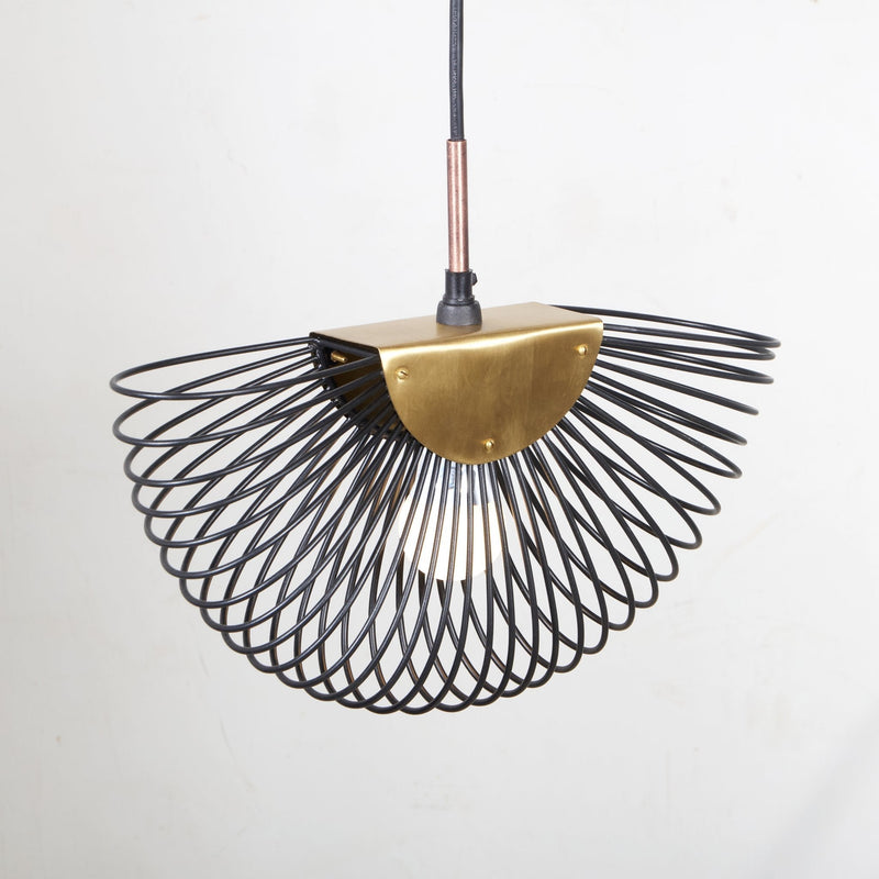 Wire and Brass Fan Pendant Light by Studio Vastu