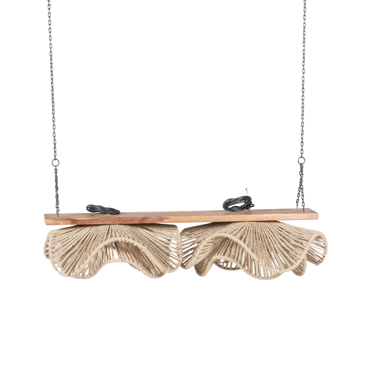 Woven Jute and Wood Linear Pendant by Studio Vastu