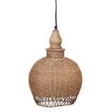 Woven Rattan and Mango Wood Pendant Light by Studio Vastu