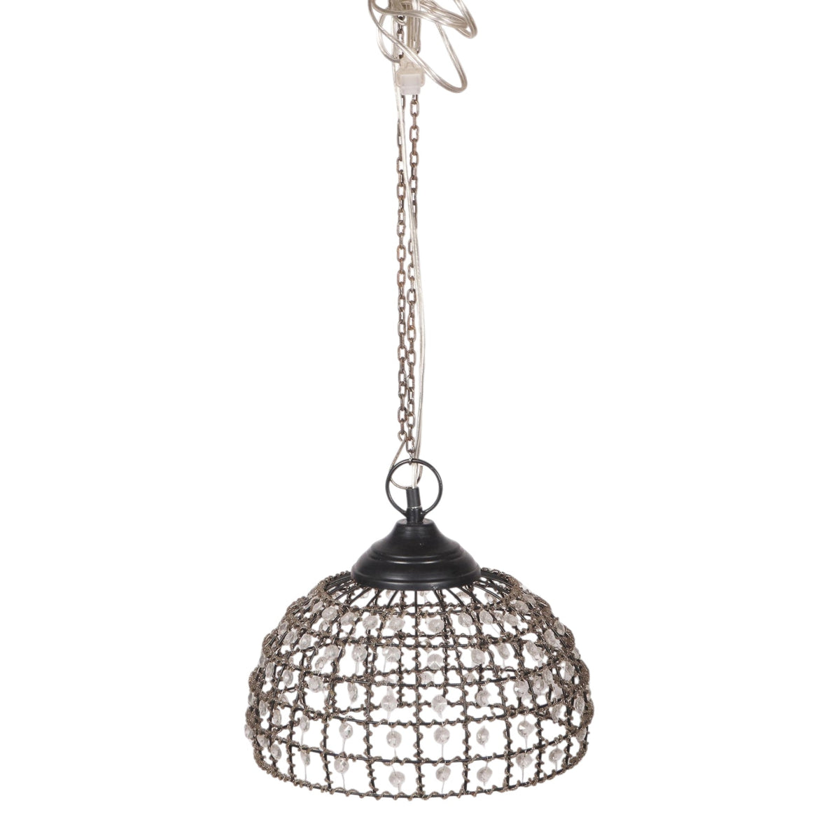 Woven Wire & Crystal Dome Pendant Light by Studio Vastu